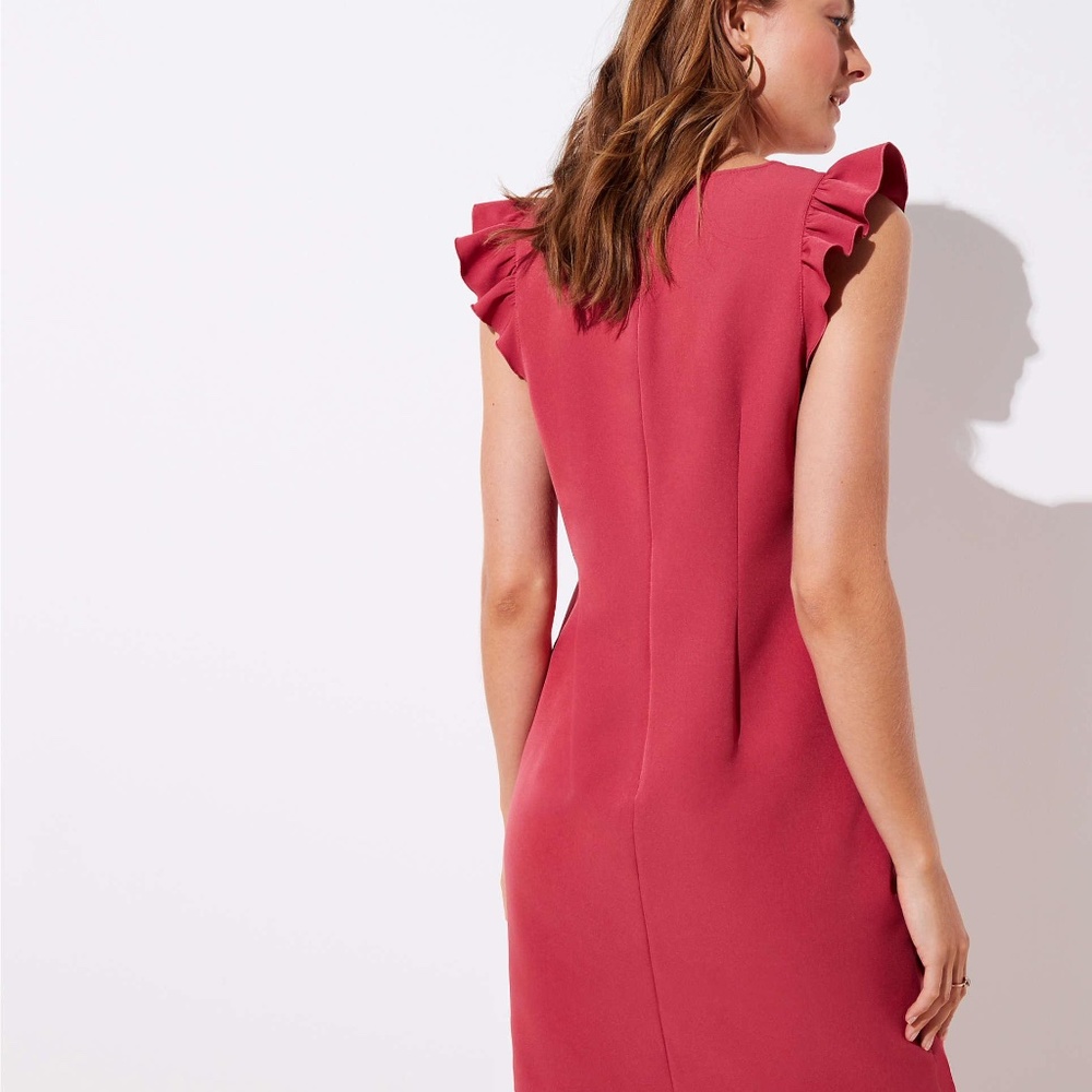 LOFT Ruffle Sleeve Fit and Flare Dress Size 14